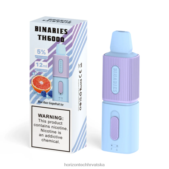HorizonTech Binaries Cabin th6000 za jednokratnu upotrebu 12 ml 6PJ0P108 HorizonTech vape kit plavi razz led od grejpa