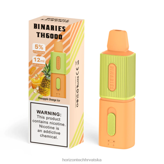 HorizonTech Binaries Cabin th6000 za jednokratnu upotrebu 12 ml 6PJ0P109 HorizonTech disposable vape led od ananasa i naranče